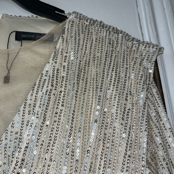 Mesh one shoulder sequins wrap dress - Picture 6 of 10